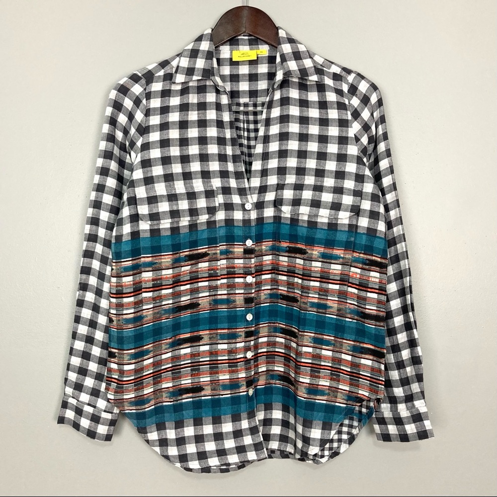 Anthropologie Roller Rabbit Selma Shirt Women’s Size XS Plaid Southwestern Boho